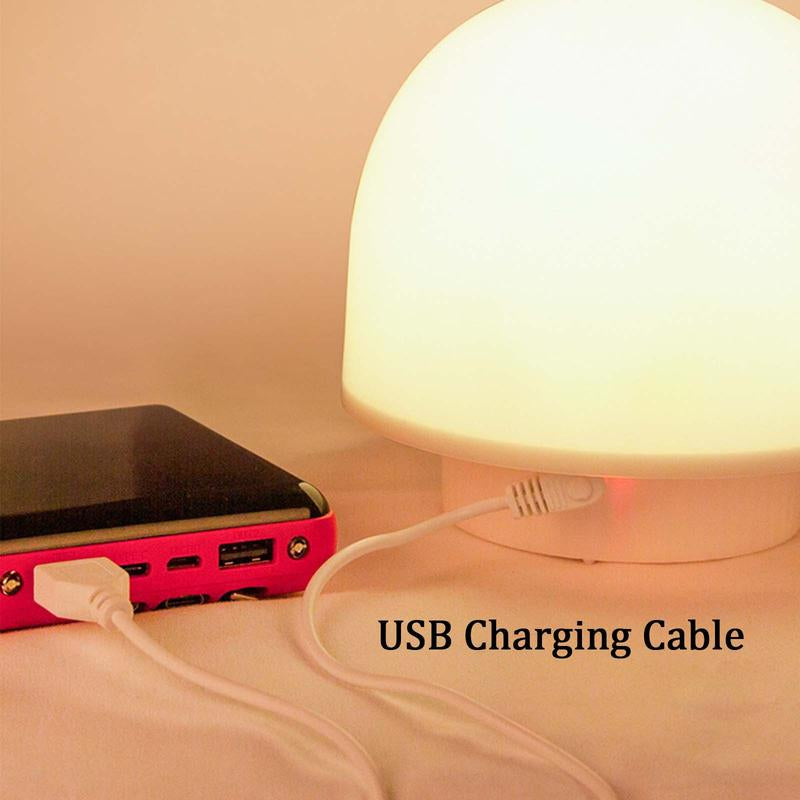 1Pc Mushroom Table Lamp, LED round Bedside Lamp for Family and Study, Rechargeable Usb-Charge Desk Lamp - Mobile, Lights Desk Lamp