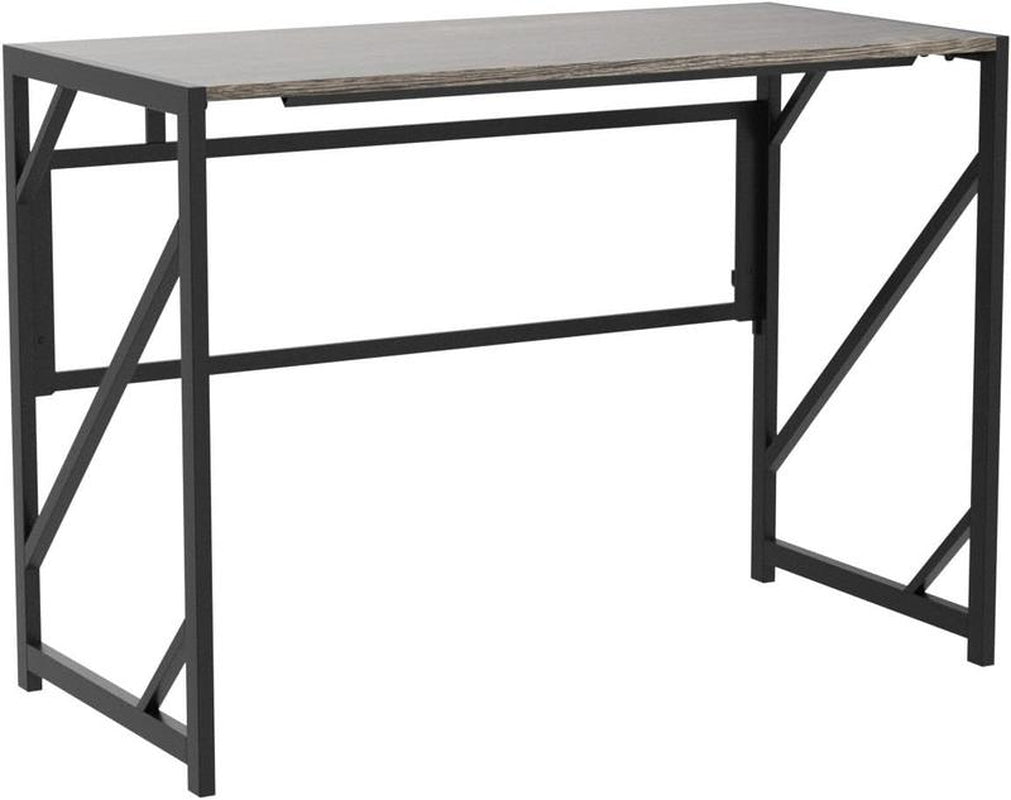 Elephance Folding Desk Writing Computer Desk for Home Office, No-Assembly Study Office Desk Foldable Table for Small Spaces Black Oak