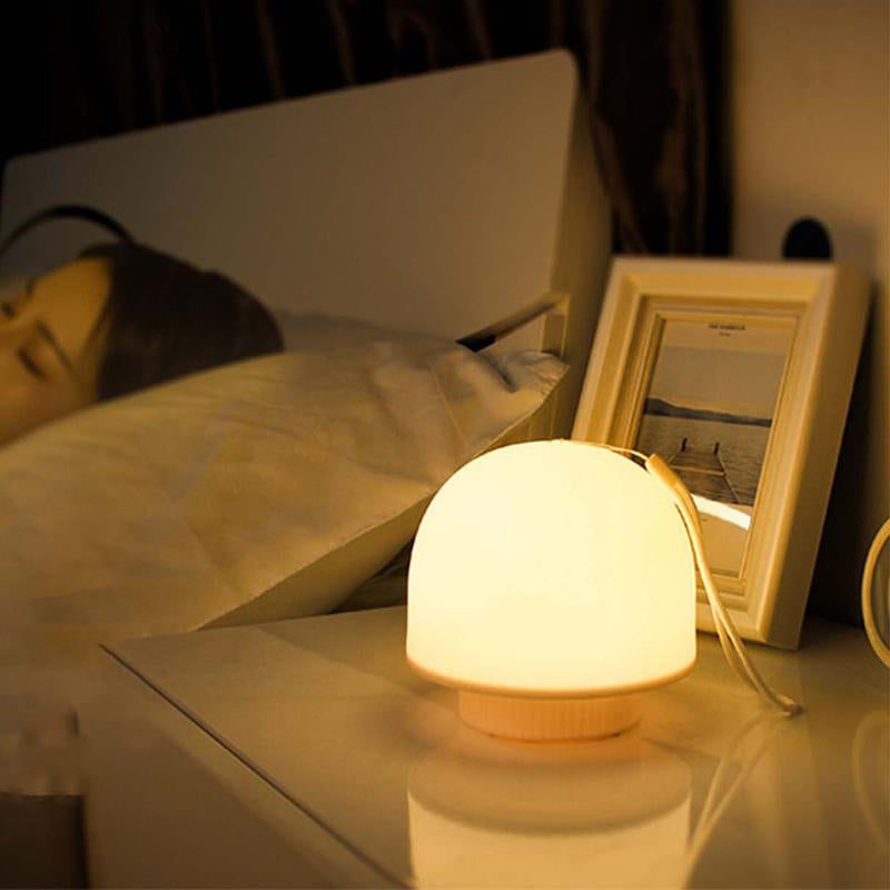 1Pc Mushroom Table Lamp, LED round Bedside Lamp for Family and Study, Rechargeable Usb-Charge Desk Lamp - Mobile, Lights Desk Lamp