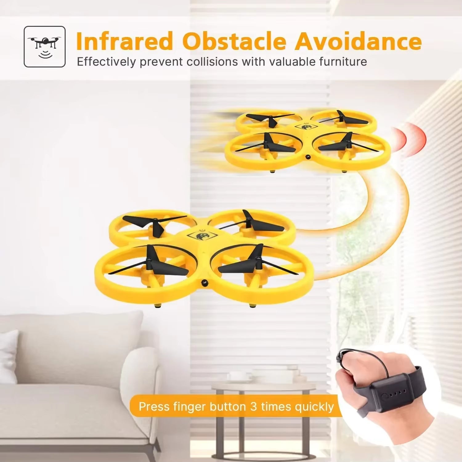 UFO RC Mini Quadcopter Induction Drone Smart Watch Remote Sensing Gesture Aircraft Hand Control Drone Altitude Hold Kids